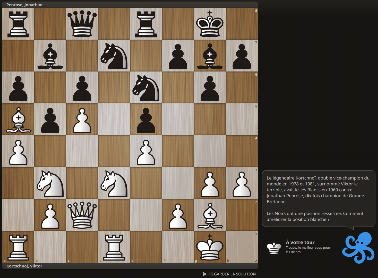 Exercice interactif de stratégie sur Chess Insight